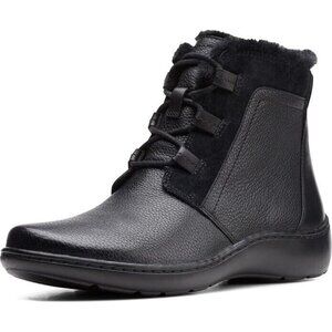 Ultimate Comfort Clarks Cora Chai Booties Size 10 N Black NEW Fur Lined